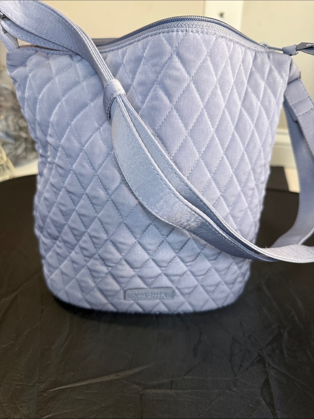 Quilted Light Blue Bucket Shoulder Bag